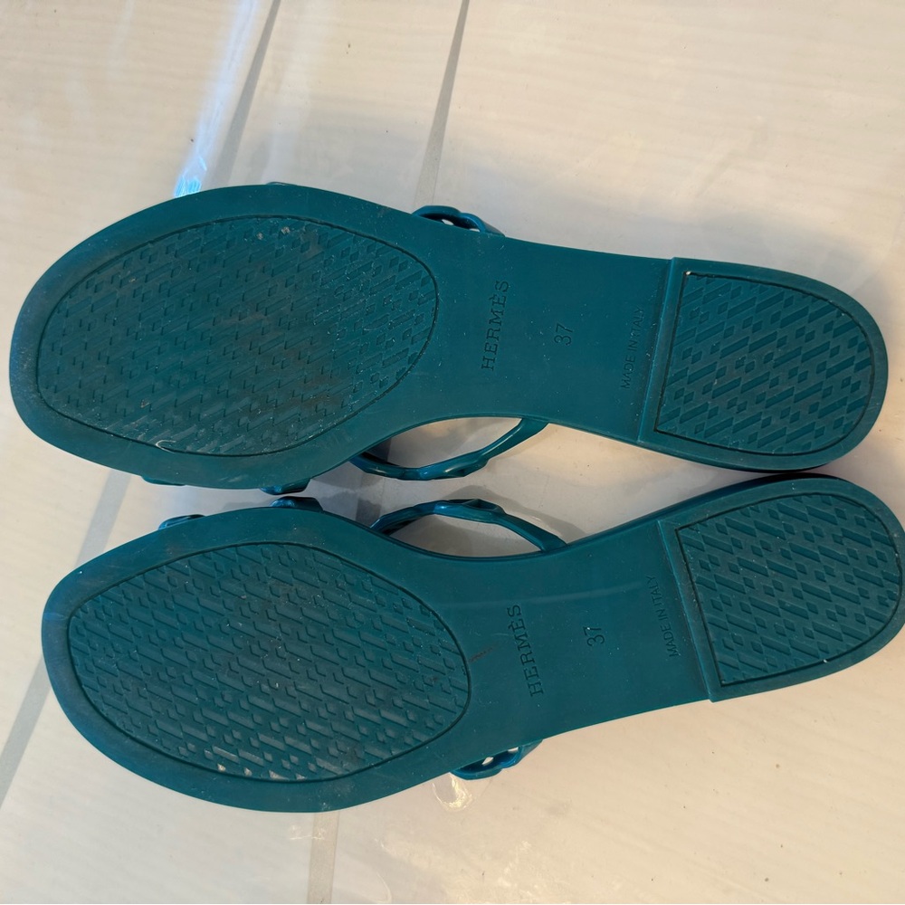 Hermes Teal Chain-Link Sandals - Picture 3 of 7